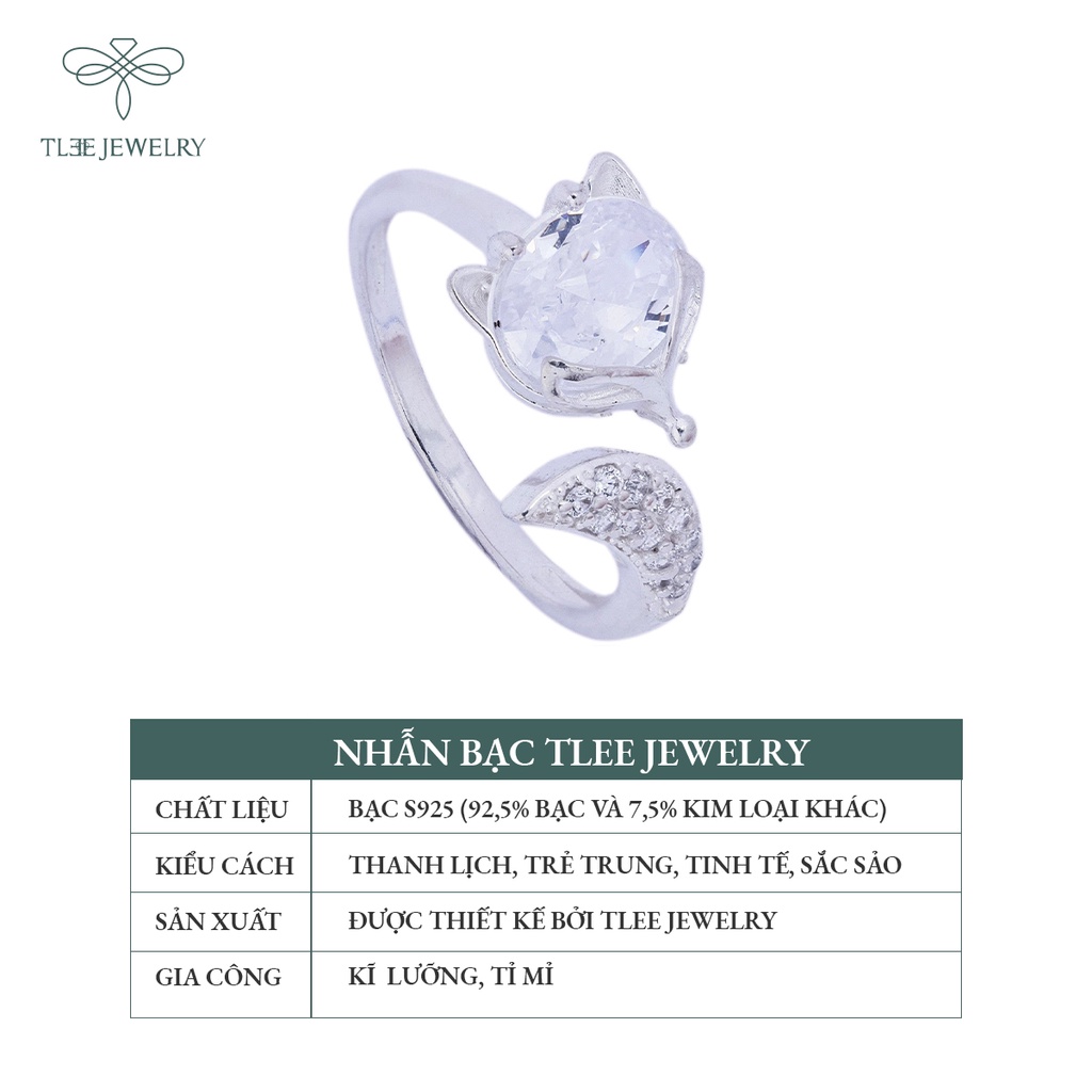 Nhẫn bạc nữ TLEE hồ ly nạm đá cao cấp NCJ A0117