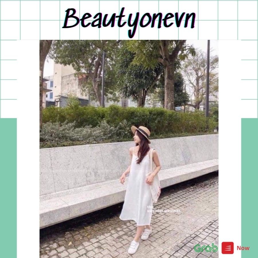 [ Qùa Tặng Dây Buộc Tóc Bạn Nhé] Váy 2 dây, đầm xuông - chất đũi lụa trơn basic nữ nhiều màu