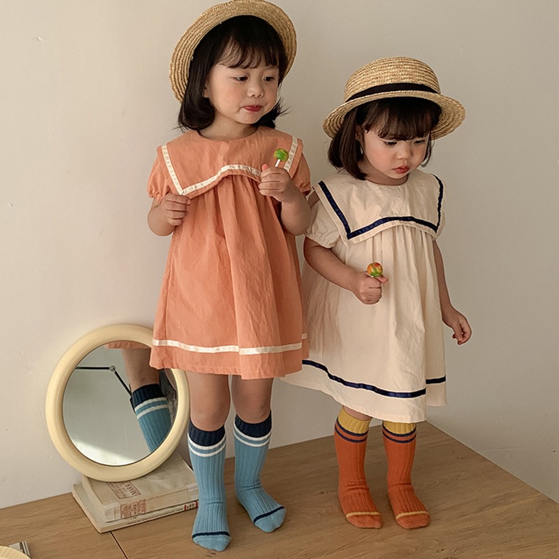 Đầm cổ bẻ phong cách Hàn Quốc thời trang hè cho bé gái