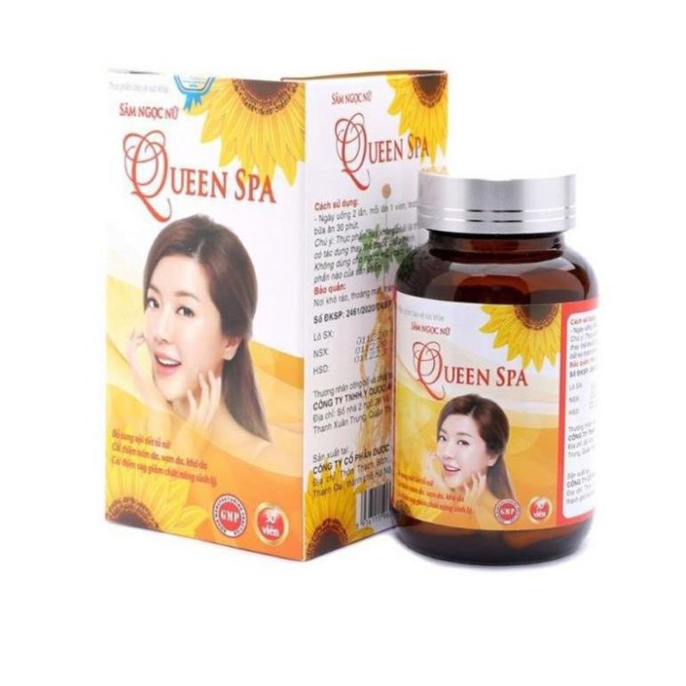Viên uống đẹp da sâm tố nữ Queen spa giúp làm đẹp da tăng cường nội tiết tố nữ