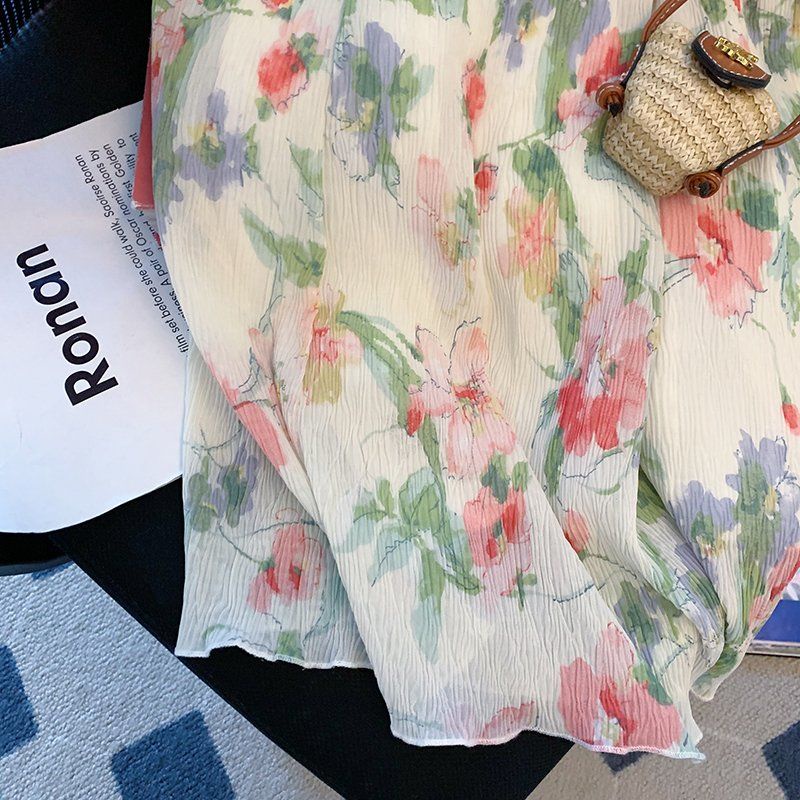 Chân Váy Chiffon Chữ A Lưng Cao In Họa Tiết Hoa Thời Trang Mùa Hè Mới Dành Cho Nữ