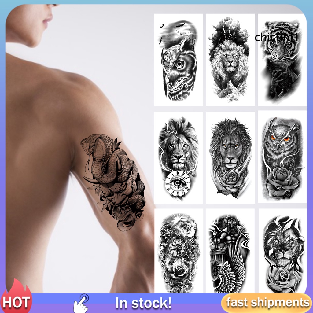 Set 5 Giấy Hình Xăm Tạm Thời Siêu Mỏng Hình Hổ Trắng Đen