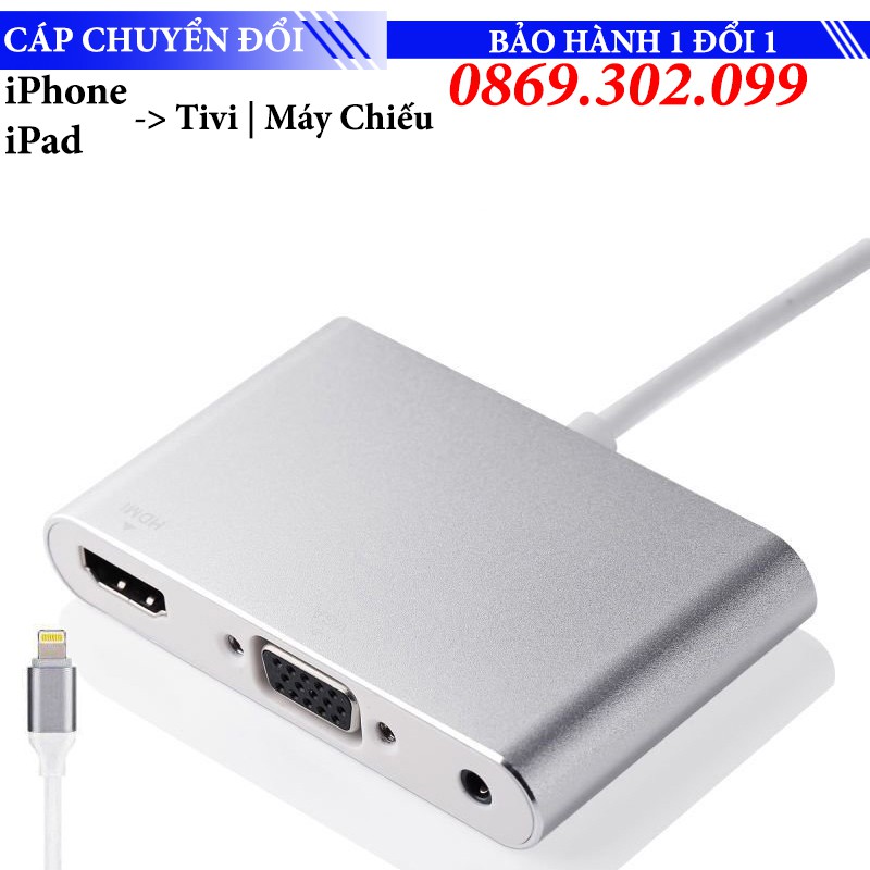 Cáp chuyển đổi iphone Lightning to Multiport HDMI VGA Audio Adapter