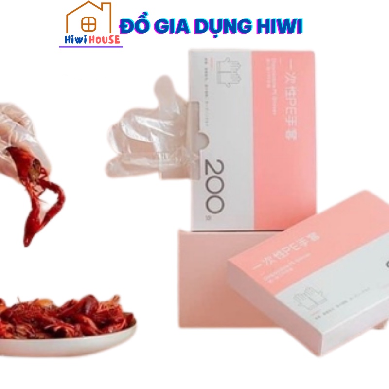 Hộp 200 chiếc găng tay (PE Hộp Hồng/ Xanh) Nội Địa siêu dai