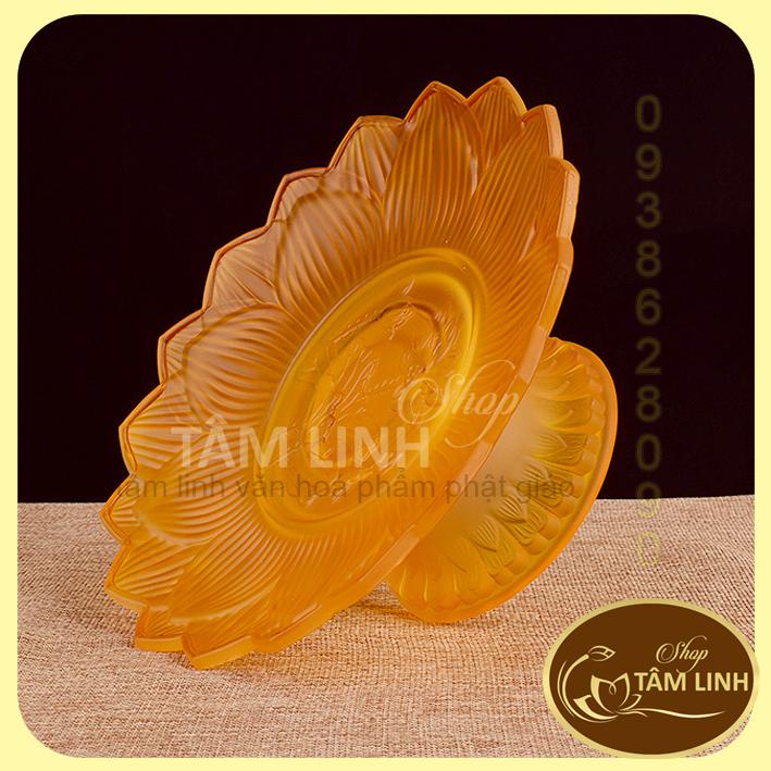 Đĩa Trái Cây Thờ Cúng Lưu Ly Vàng hàng đẹp hoa văn nổi nhiều size