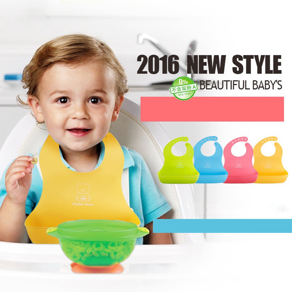 Yếm Ăn Bằng Silicone Chống Thấm Nước Tiện Dụng Cho Bé