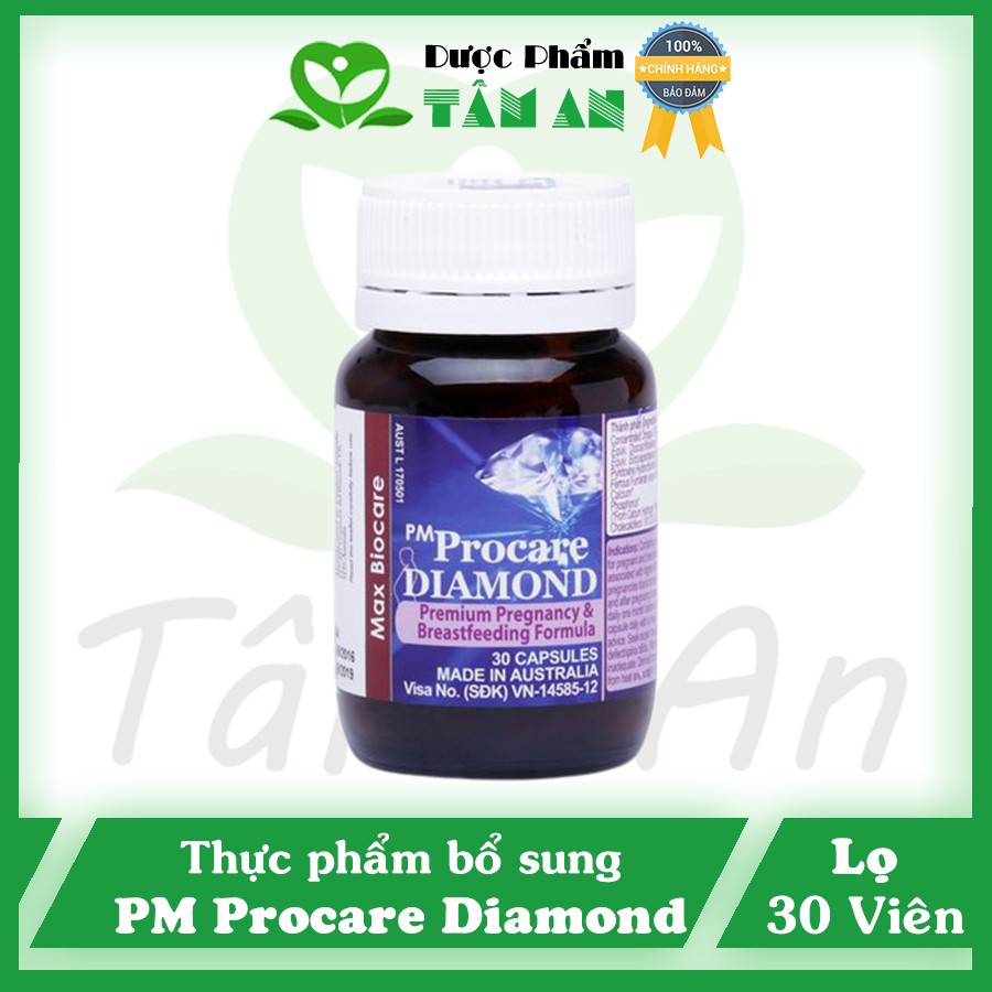 Viên uống tổng hợp PM Procare Diamond ⚡ 𝑪𝒉𝒊́𝒏𝒉 𝒉𝒂̃𝒏𝒈 ⚡ Bổ sung Sắt Vitamin và Khoáng chất cho Phụ nữ có thai, cho con bú