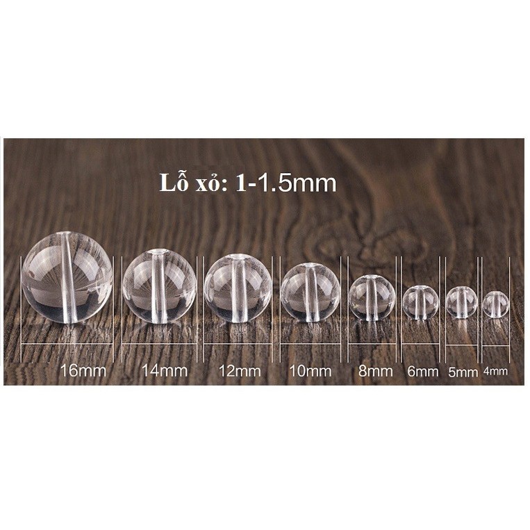 25-100gam Hạt đá thủy tinh màu trắng trong đủ size 4-6-8-10-12mm