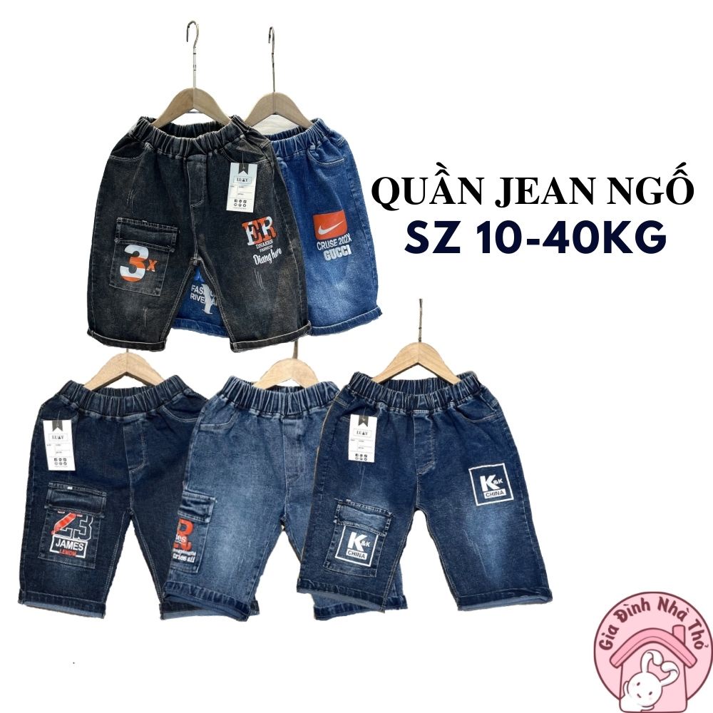 (10-40kg) Quần bò jean ngố, lửng cao cấp cho bé trai đi học đi chơi (Khách chọn màu – Mẫu giao ngẫu nhiên)