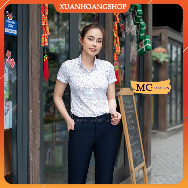 Áo Sơ Mi Nữ Cộc Tay Ngắn, Kiểu Áo Sơ Mi Nữ Công Sở Đẹp,3 Màu( Trắng, Xanh Tím Than,Vàng ), Mc Fashion A638