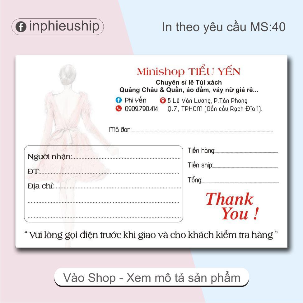 Phiếu giao in tên shop 400 tờ (MS40)