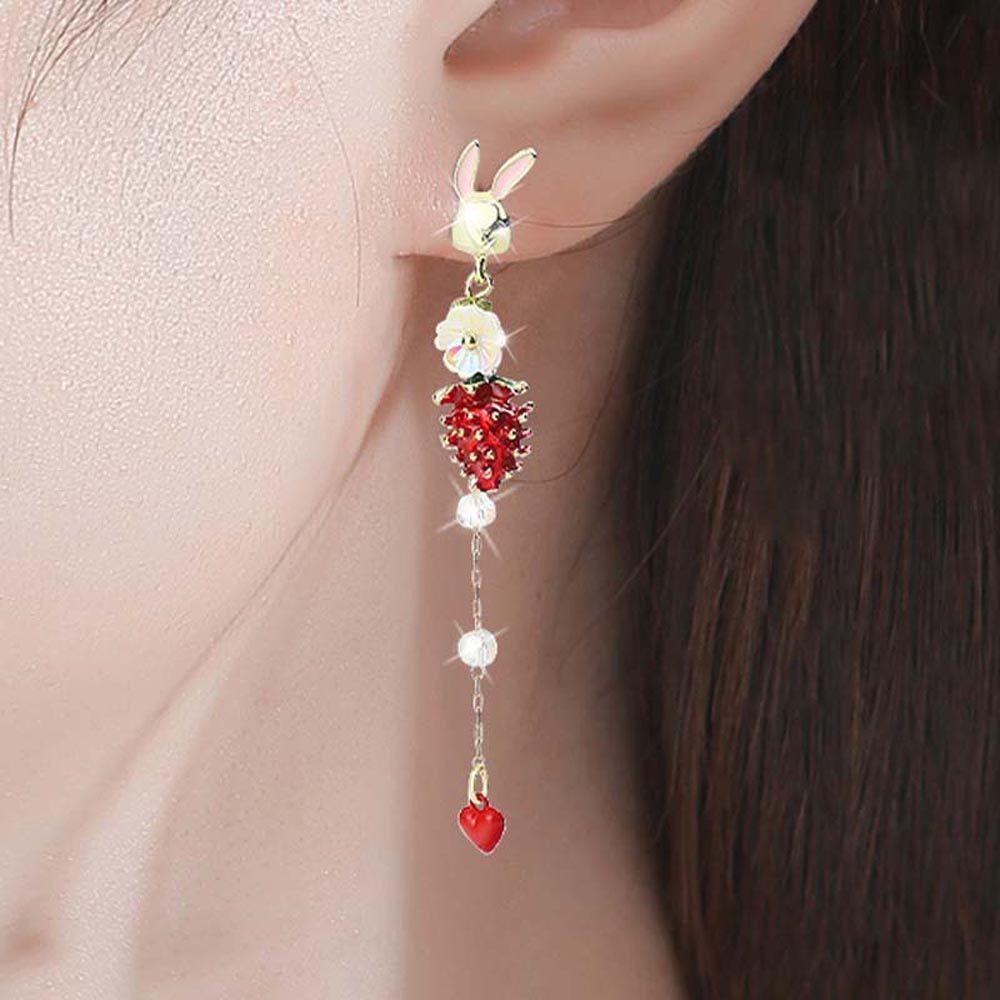Khuyên Tai Thả Lủng Lẳng Hình Dâu Tây Cổ Điển Ngọt Ngào Cho Nữ