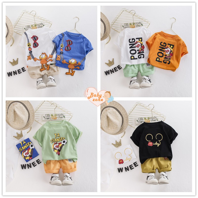 Set Áo Thun Tay Ngắn &amp; Quần Short Cho Bé Trai