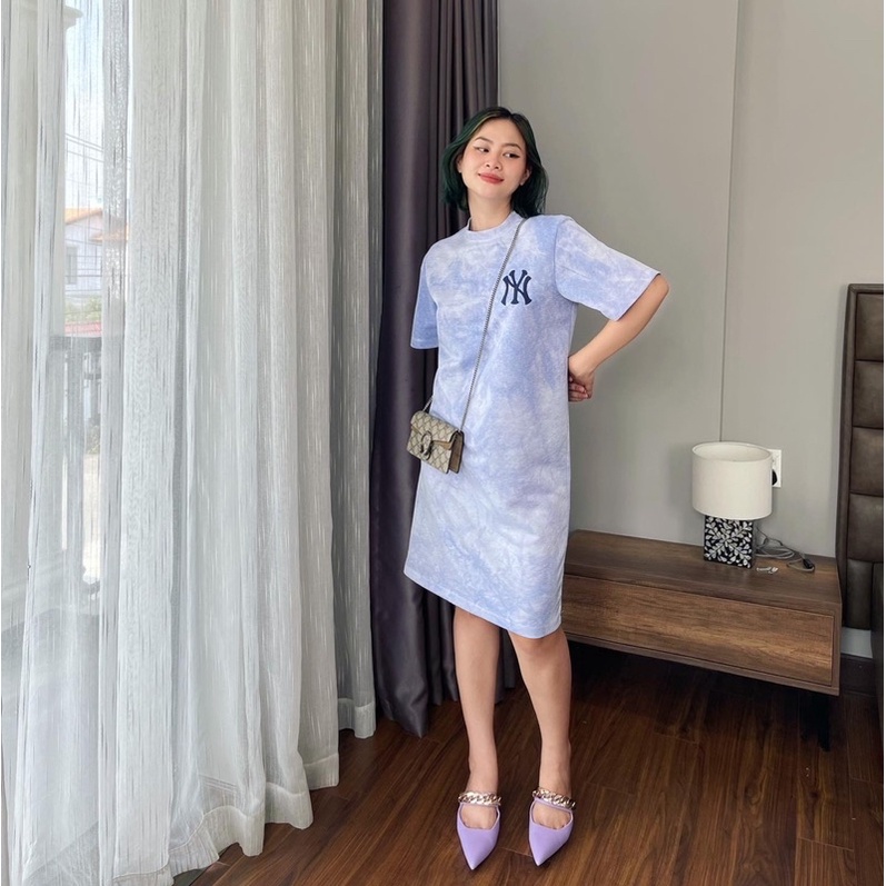 Đầm thun suông vải loang đẹp. Hình cận vải shop chụp thật