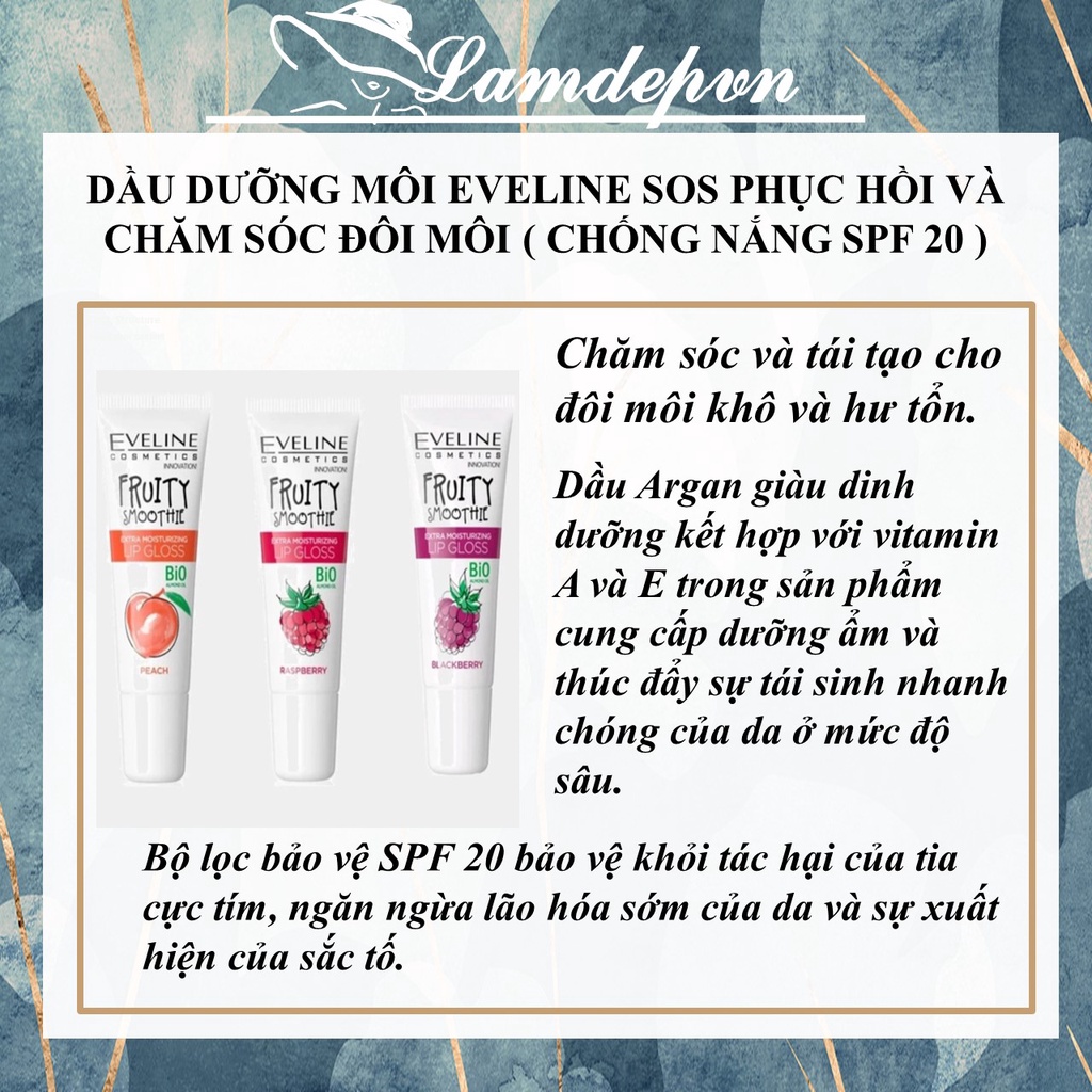 Dầu Dưỡng Môi Eveline SOS Phục Hồi Và Chăm Sóc Đôi Môi ( chống nắng SPF 20 )