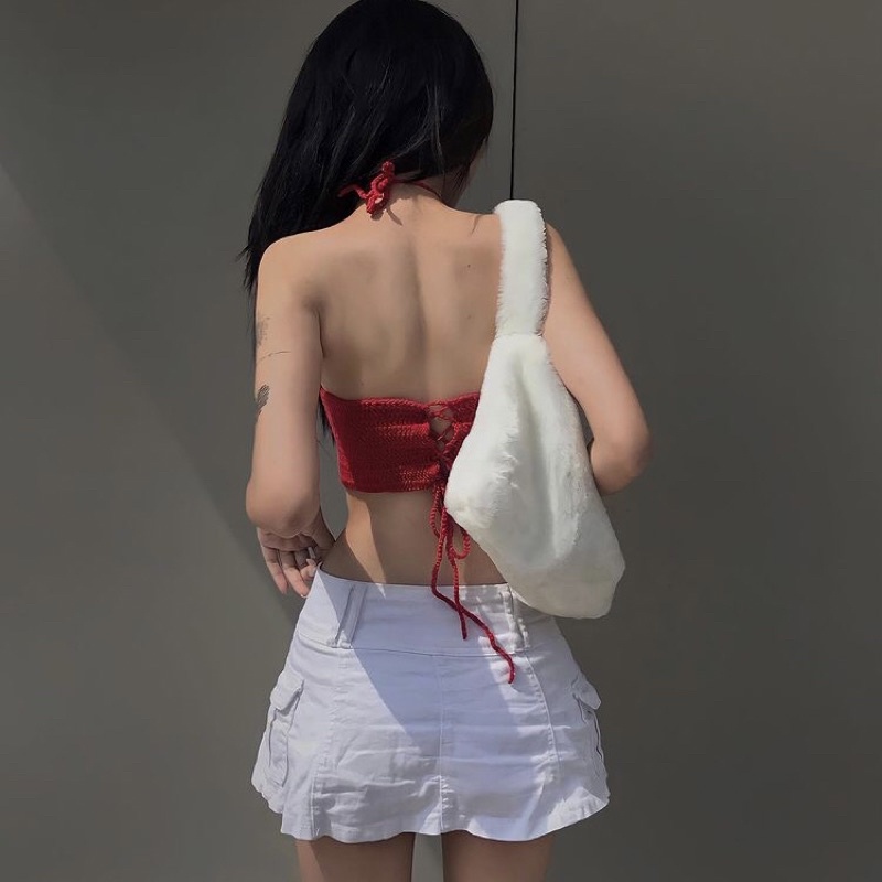 Áo yếm len đan lưng Top Handmade