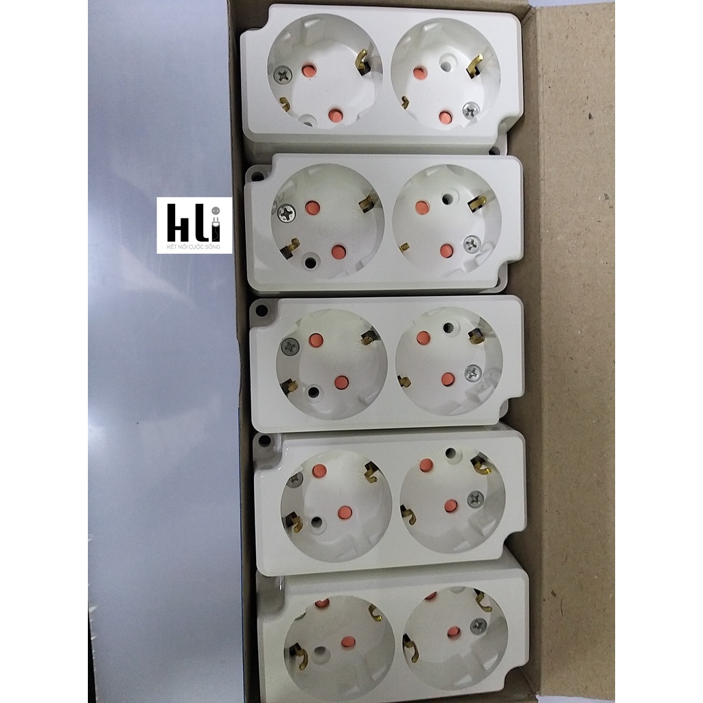 Ổ cắm điện Có chân tiếp địa an toàn Hàn Quốc 2 chui