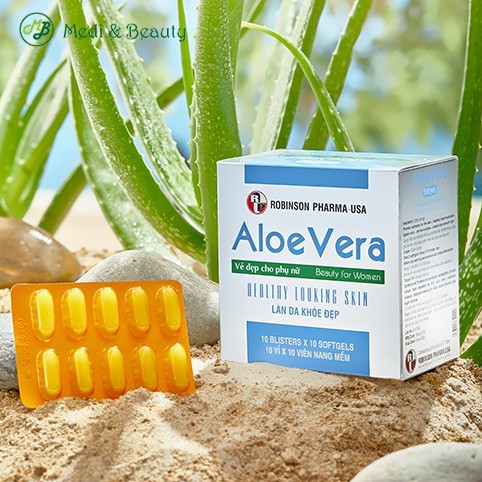 Viên uống dưỡng da, đẹp da, thải độc cơ thể, nhuận tràng  ALOE VERA  Sữa Ong Chúa hộp 100 viên