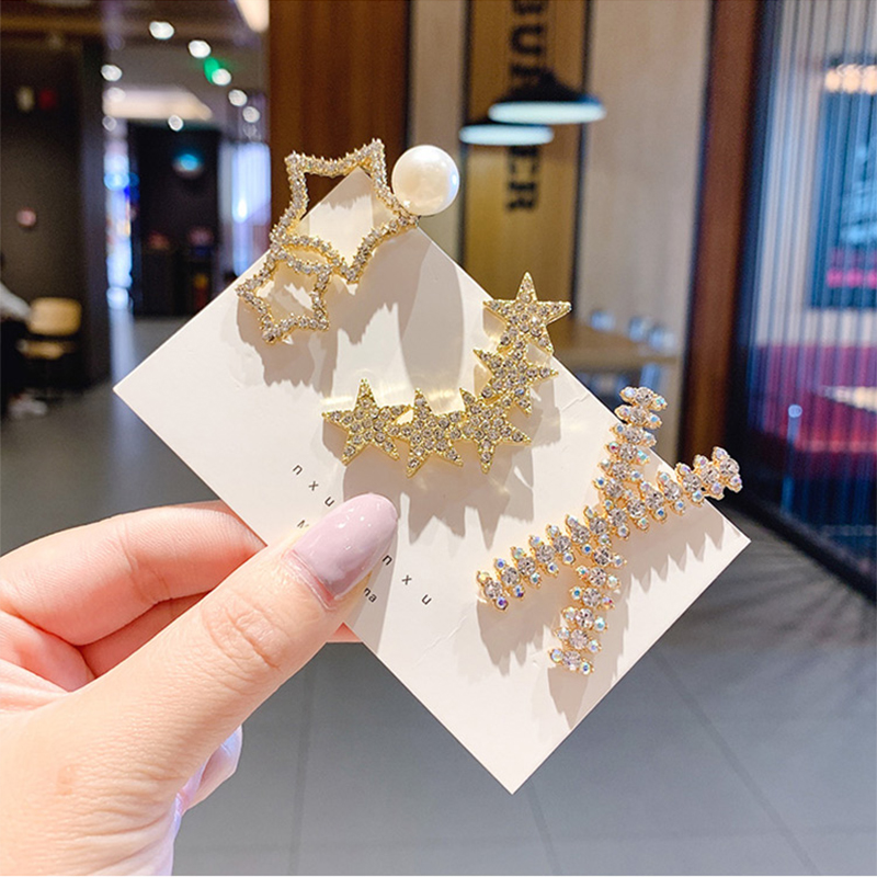 Kẹp tóc đính đá hình ngôi sao xinh xắn dành cho nữ