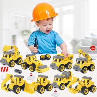Set 4 xe công trình mô hình tháo lắp rắp sáng tạo