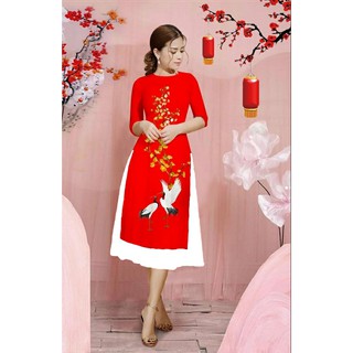 GIÁ XƯỞNG - Áo dài cách tân lụa in 3D ( áo kèm váy)