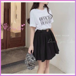 Chân váy xếp ly dáng xòe kèm đai 2 màu dáng HQ kèm đai sang chảnh Zulyshop