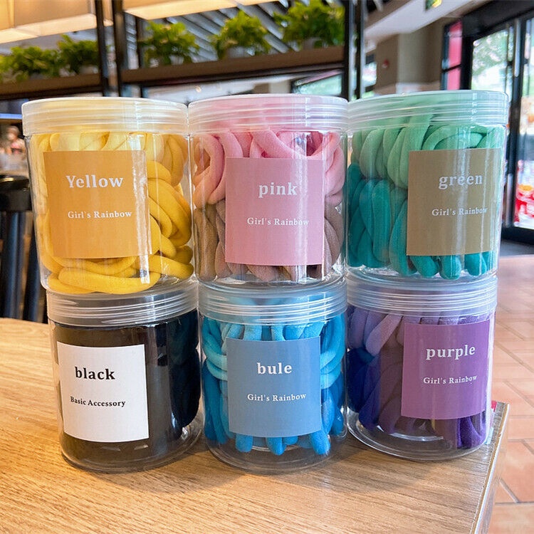 Dây cột tóc co giãn cho nữ, bé gái, chun buộc tóc nhiều màu thời trang Hàn Quốc hộp 50 cái