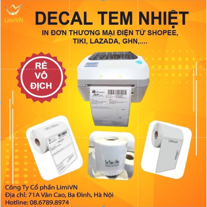 Tem nhiệt khổ A7- 70x100 in Shopee, vận đơn TMĐT, đơn hàng, in phiếu giao hàng