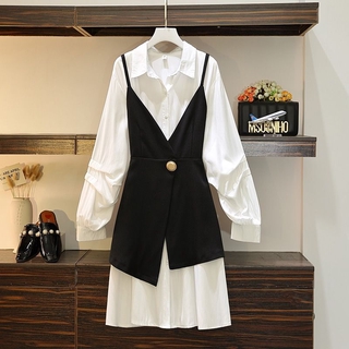 2 Pieces Set Áo Sơ Mi Tay Dài + Chân Váy Thời Trang Công Sở Thanh Lịch