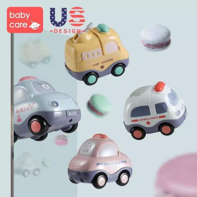 Set 4 ô tô đồ chơi cao cấp có đèn và còi ú Babycare