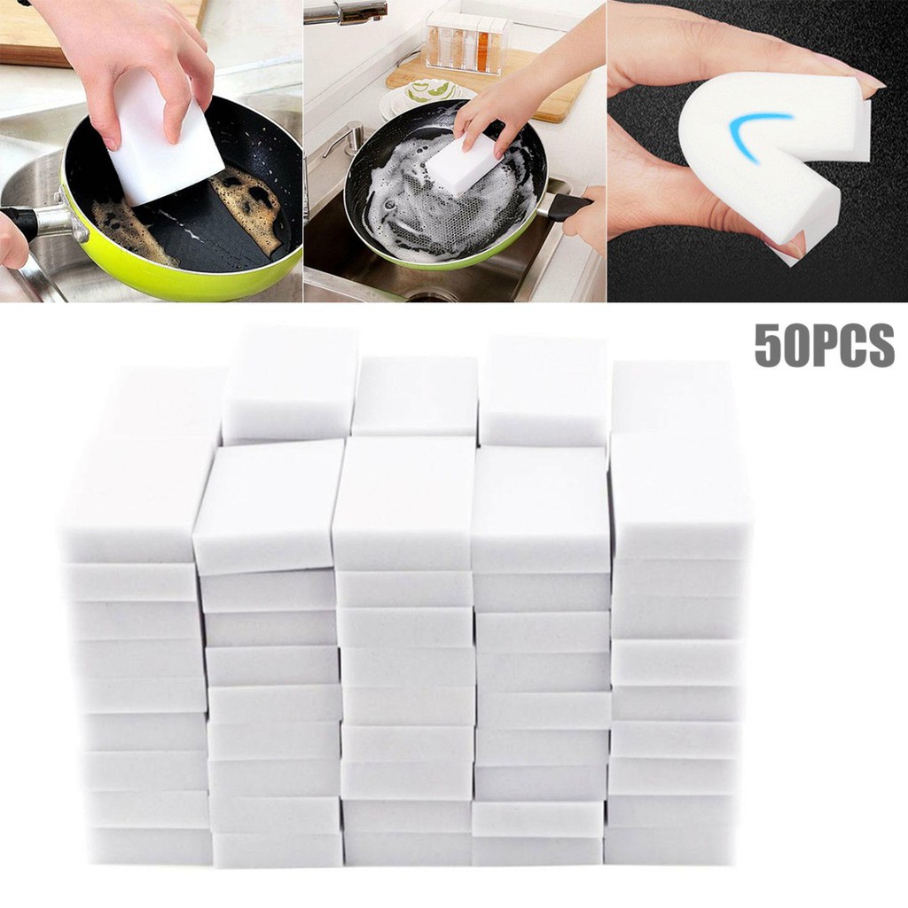 Set 50 miếng bọt biển màu trắng vệ sinh đa năng 100 * 60 * 20mm