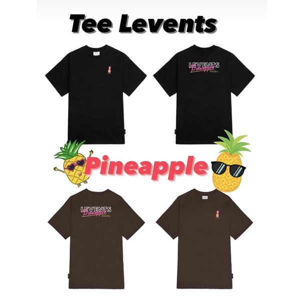Áo Thun Tee Levents Trái Dứa PineApple Black/ Brown ( Tặng Kèm Giấy Thơm)
