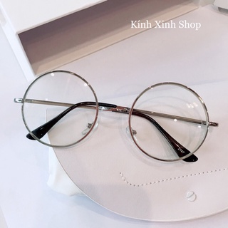 Gọng Kính Cận, Kính Giả Cận Mắt Tròn Xoe Kim Loại Phong Cách Cổ Điển