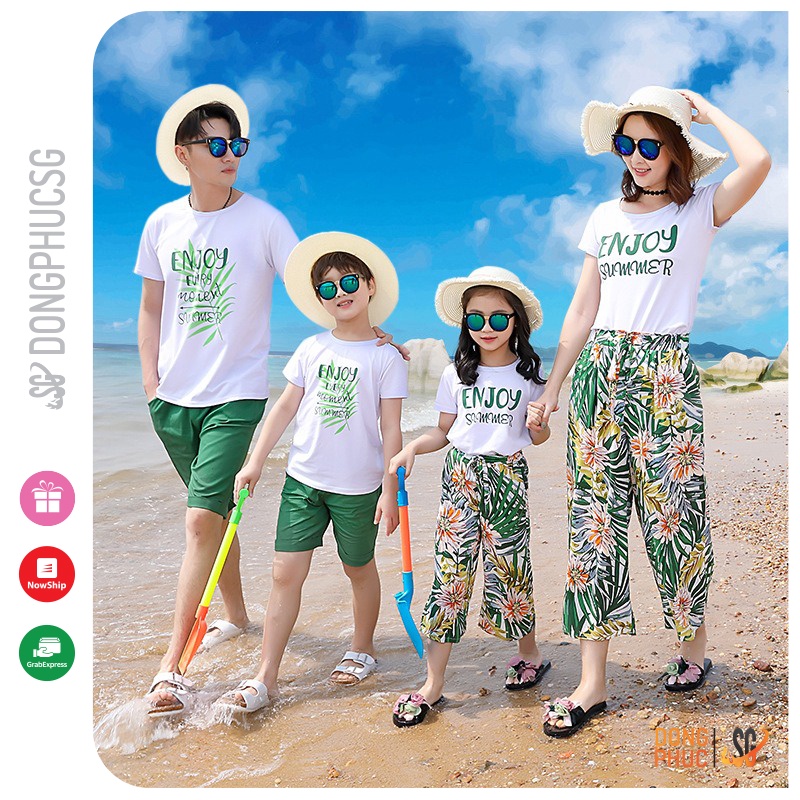 Áo thun gia đình mẫu Enjoy set đồ đồng phục hội nhóm nổi bật thun cotton dày dặn GD416 DONGPHUCSG