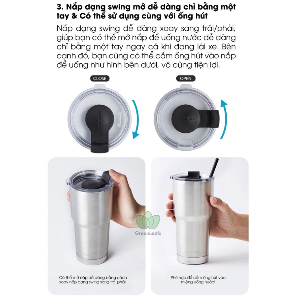 [Shop mới khai trương] Ly giữ nhiệt Lock&amp;Lock Swing Tumbler [350ml - 470ml - 700ml - 880ml]-LHC4138