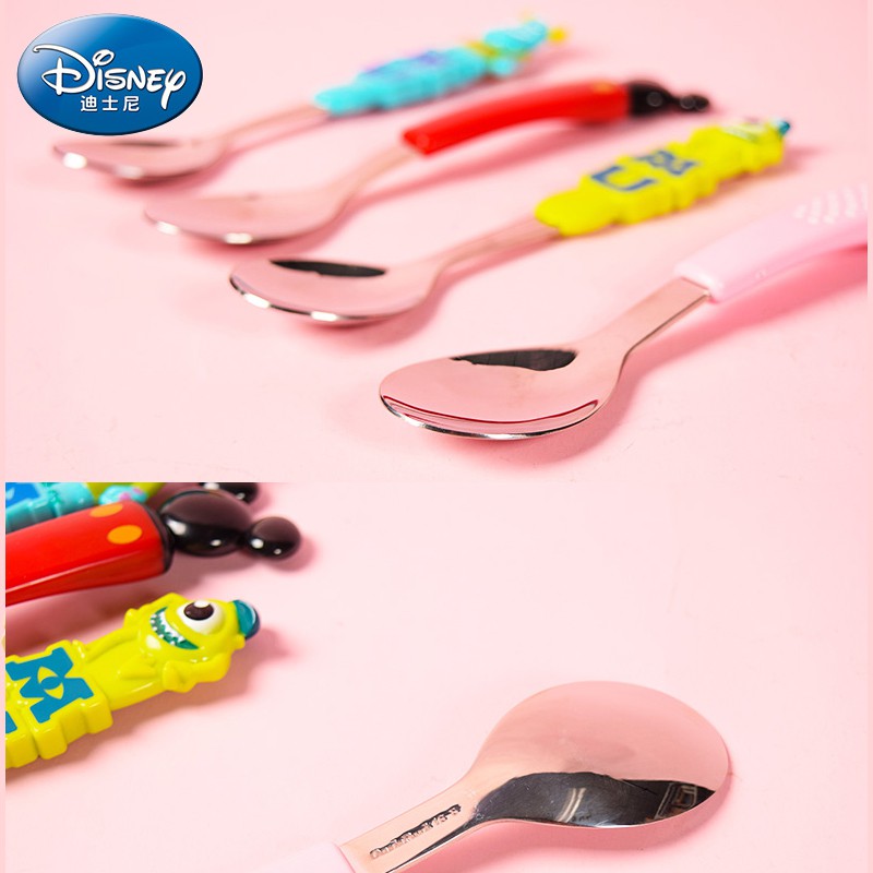 MUỖNG TẬP ĂN CHO BÉ HỌA TIẾT DISNEY 3D Muỗng ăn inox trẻ em hình Frozen Elsa Mickey Minnie và Princess Car Disney nổi 3D cho bé trai gái