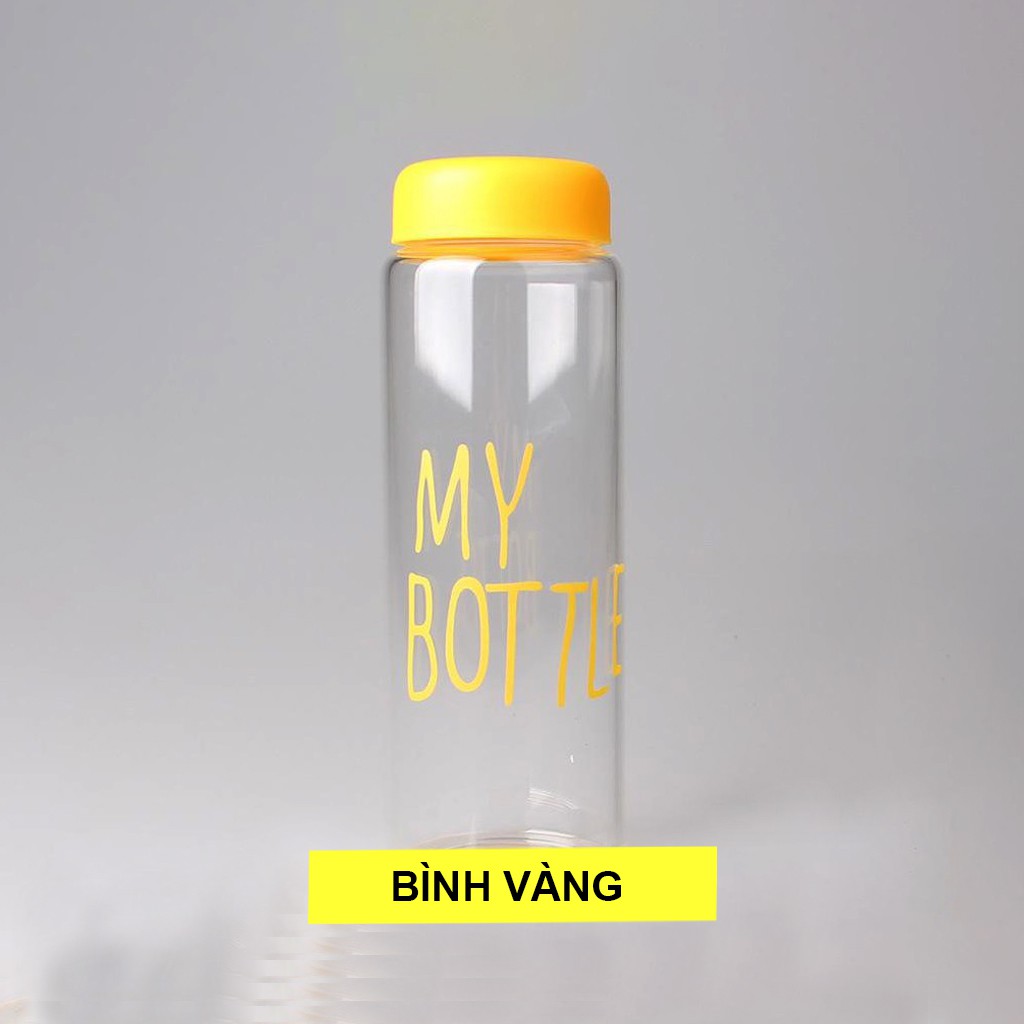 Bình Nước Thủy Tinh My Bottle, Nắp Đủ Màu Dung Tích 450ml. Trinh Thủy Tinh