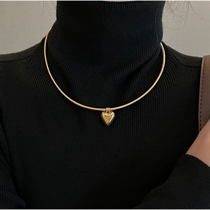 Kiềng Cổ Dây Chuyền Hình Trái Tim Titan Ko Han Rỉ TT 4361