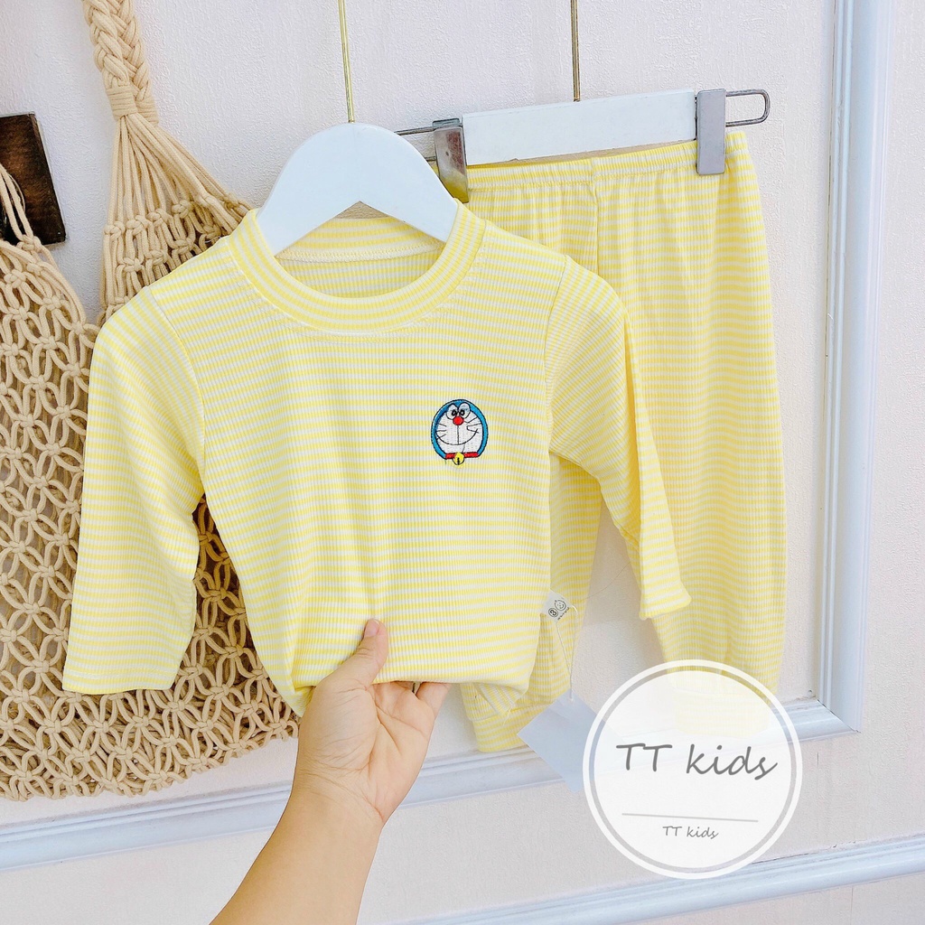 Bộ thun tăm lạnh thu đông thêu hình thú cực xinh cho bé trai, bé gái thấm mồ hôi, thoáng khí, dễ chịu Caibaby_store