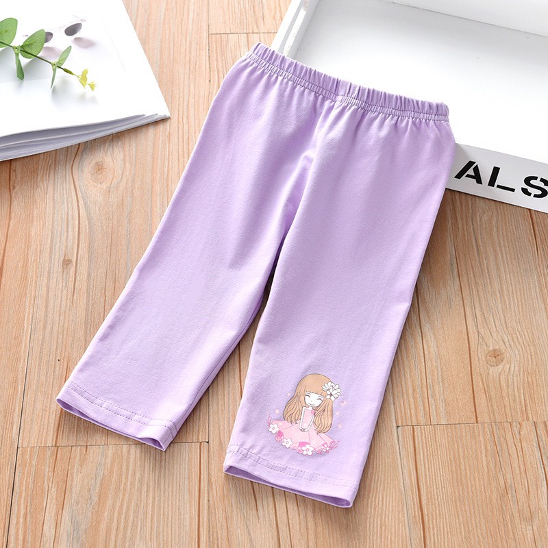 Quần Legging đùi cô gái chất liệu cotton đẹp co giãn thoải mái cho bé gái 10 - 50kg