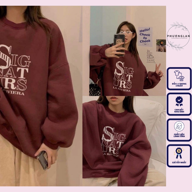 Set bộ 🌸 Set áo nỉ bông quần dài nhung tăm màu đỏ đô form rộng oversize dành cho nữ thu đông PHULA style Ulzzang