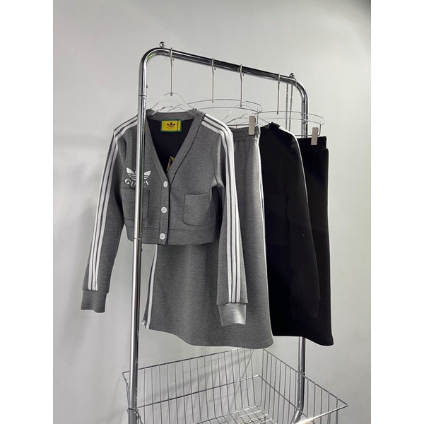 Set đồ nữ Adidas x Gucci GC cao cấp phong cách trẻ trung áo khoác + chân váy cẻ tà
