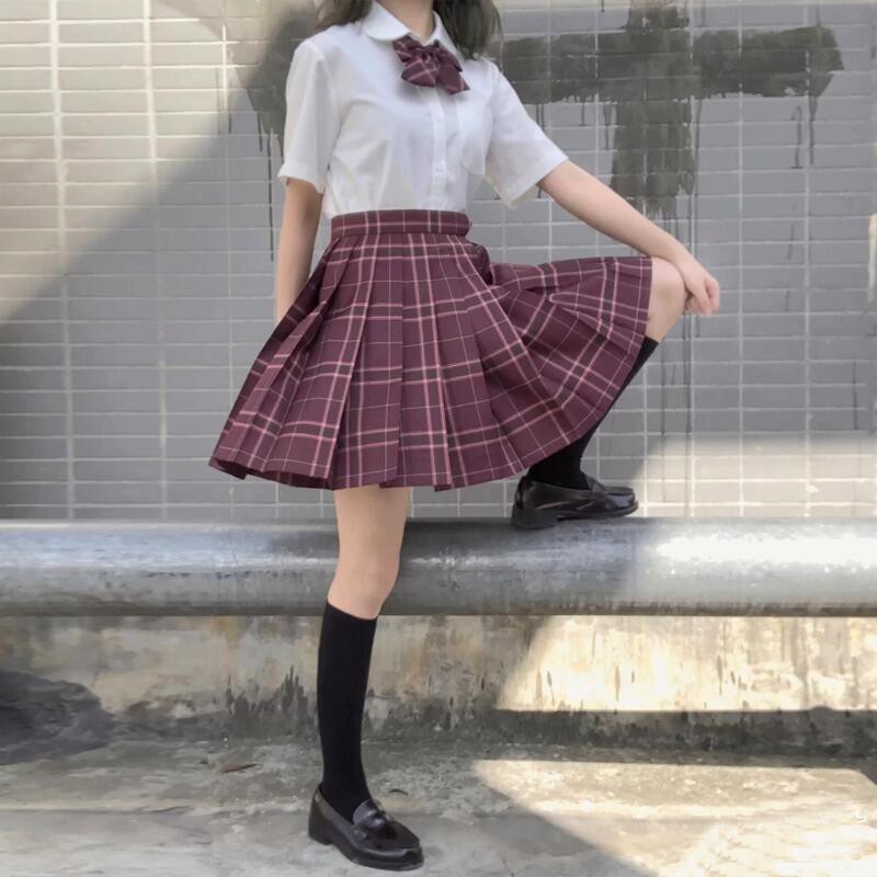 [SẴN SIZE S] Seifuku/ JK/ Set váy đồng phục học sinh: áo sơ mi thêu huy hiệu hoàng gia thắt nơ + chân váy xòe xếp ly