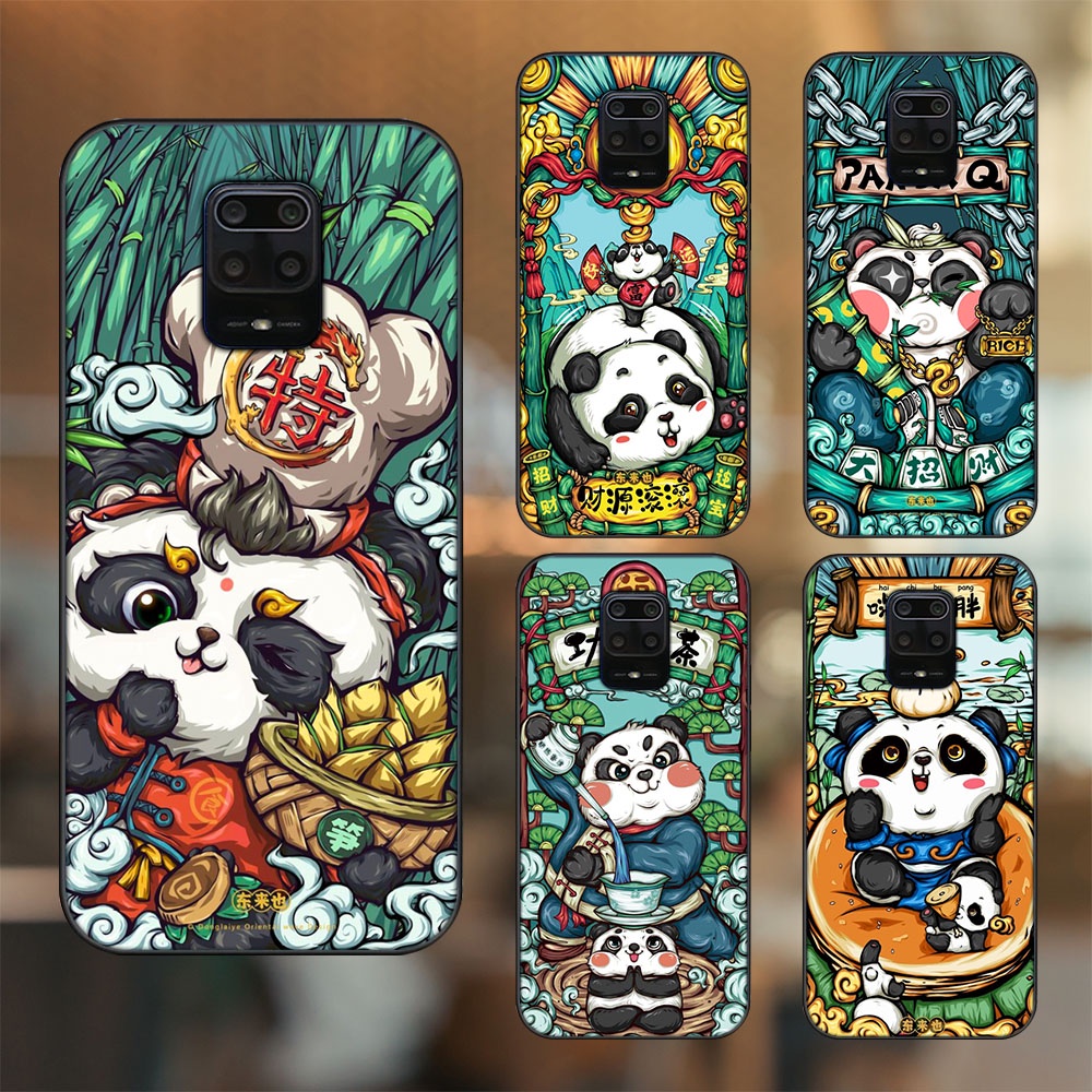 Ốp lưng Xiaomi Redmi Note 9s, Note 9 Pro viền đen in hình Gấu Trúc Pan