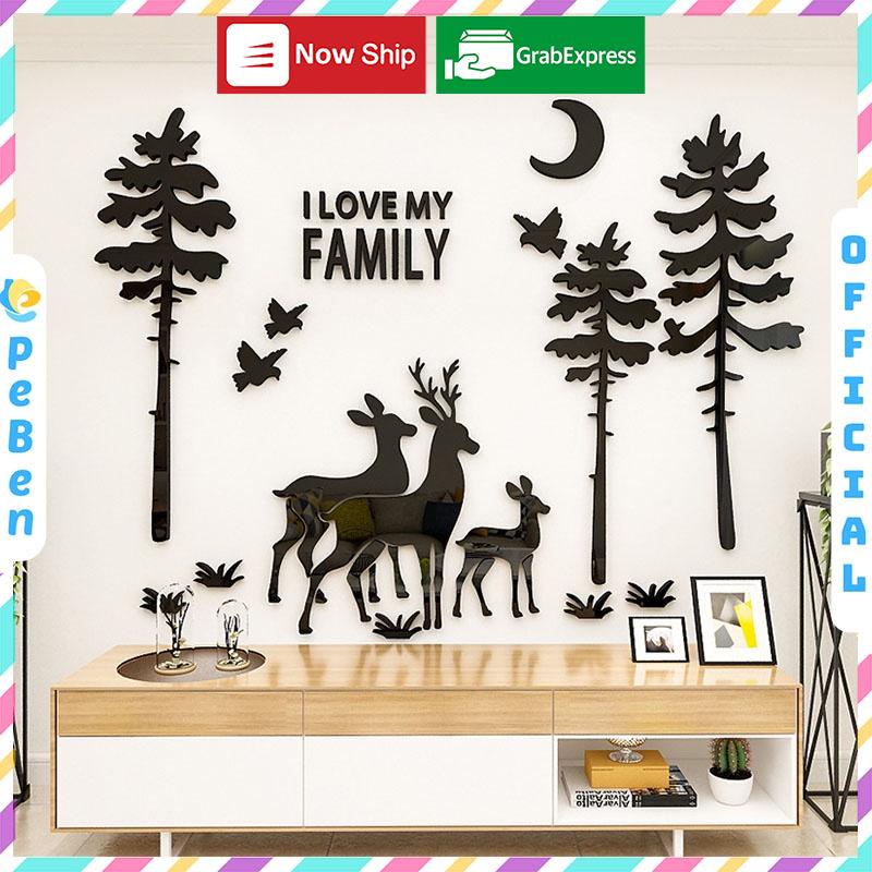 Tranh dán tường mica 3d decor khổ lớn i love my family trang trí phòng khách, phòng ngủ Nhiều Size - EPeBen
