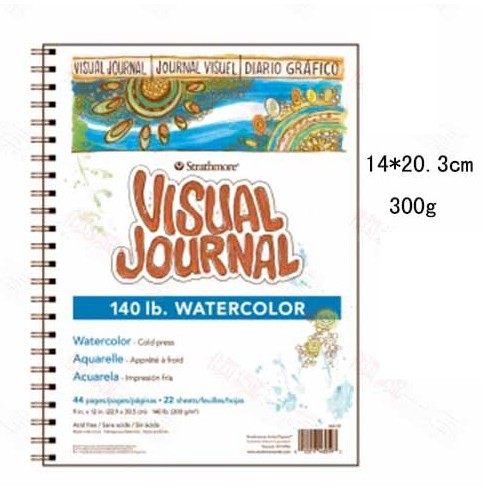 Strathmore Visual Journal sổ lò xo vẽ màu nước Watercolor Aquarelle vân cold loại 22 và 34 tờ