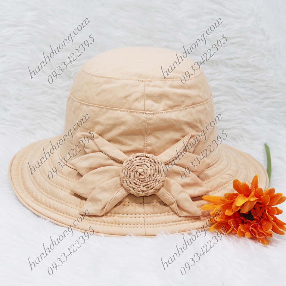 Mũ tai bèo vành rộng 7cm nón bo vành tròn thêu chữ vải bố nhuyễn cao cấp có may tem thời trang phù hợp cho nữ
