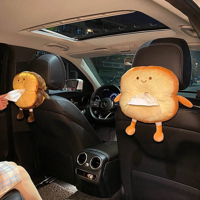 Hộp đựng khăn giấy gắn tấm che nắng xe hơi họa tiết hoạt hình xinh xắn đa năng