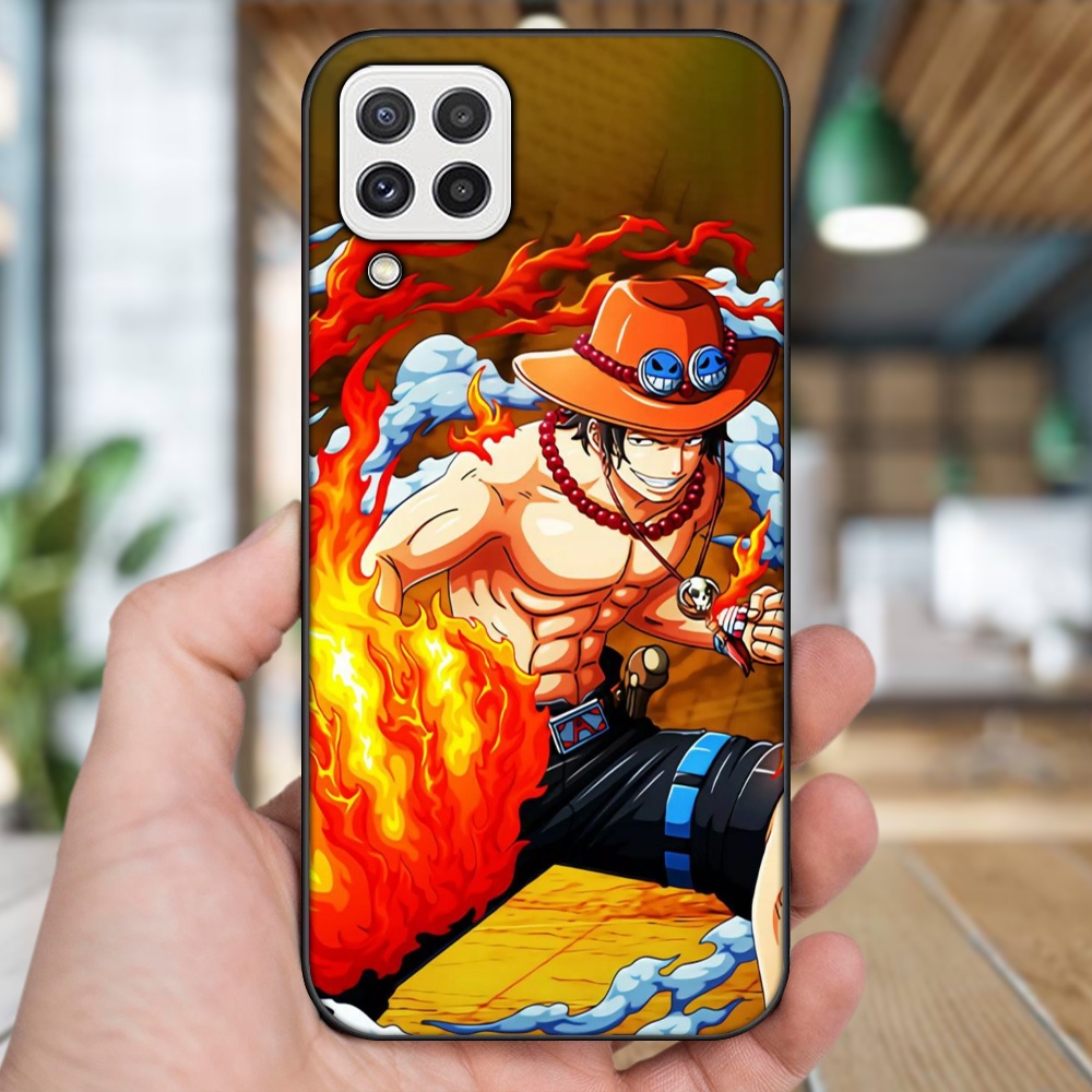 Ốp lưng Samsung A22 4G, A22 5G viền đen in hình Ace One Piece