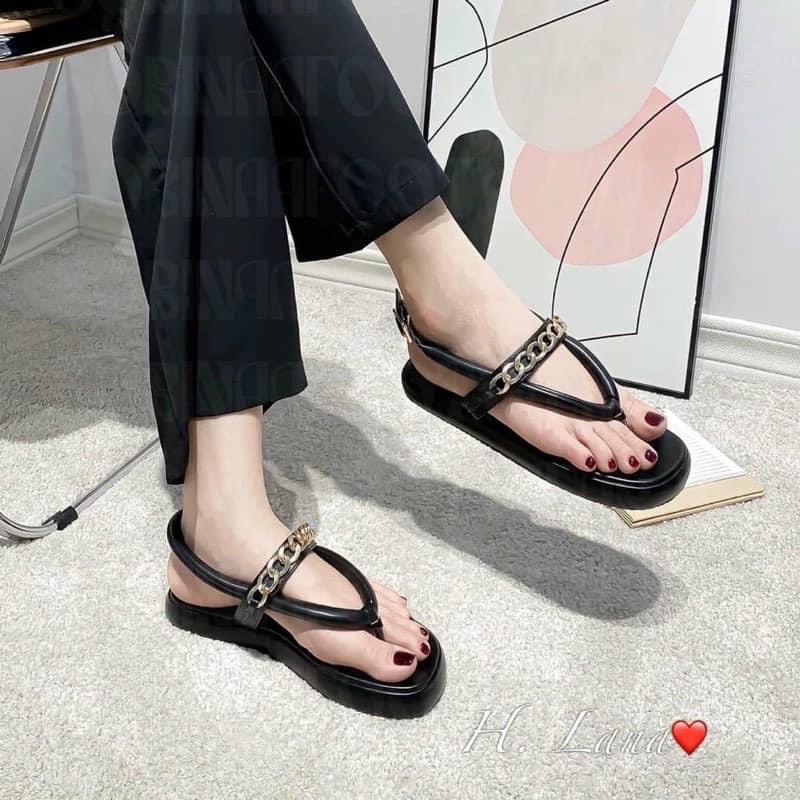 Dép nữ, Sandal kẹp dây xích đế bánh mì 3 cm bigsize 40-44